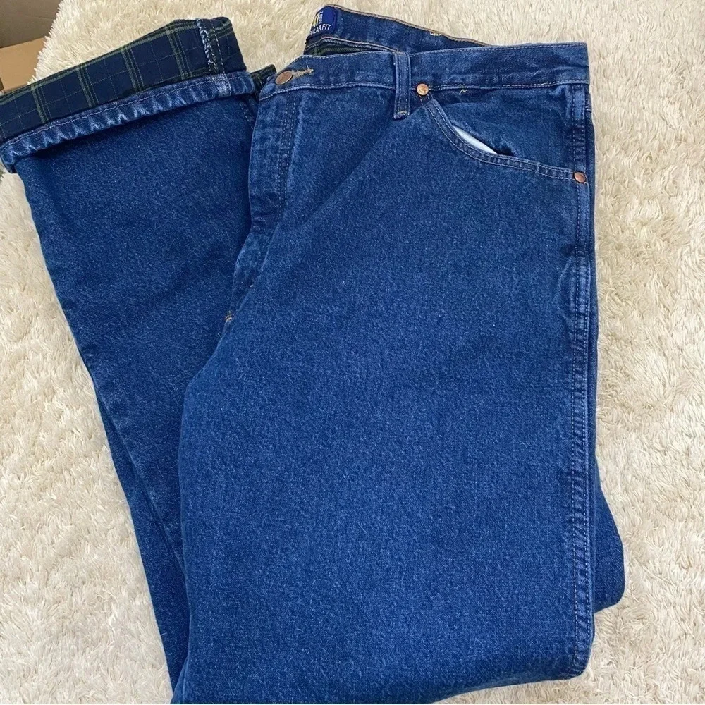Wrangler Mens Regular Fit Plaid lined Jeans Size 40X34